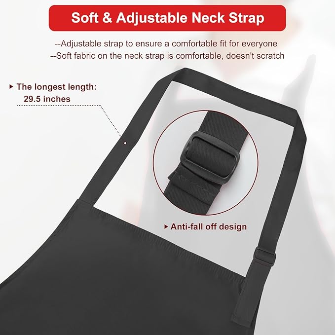 3-Layer Waterproof Apron - Pocket-Free Hygienic Design for Dishwashing & Dog Grooming - Lightweight Durable Protection for messy Kitchen Cooking, Baking, for Men & Women (3 Pack,Black)