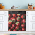 Strawberry Fruit Red Dishwasher Magnet Cover for Front Panel Magnetic Dishwasher Cover Decorative Refrigerator Magnet Covers Appliances Stickers for Kitchen Decor, 23" x 26"
