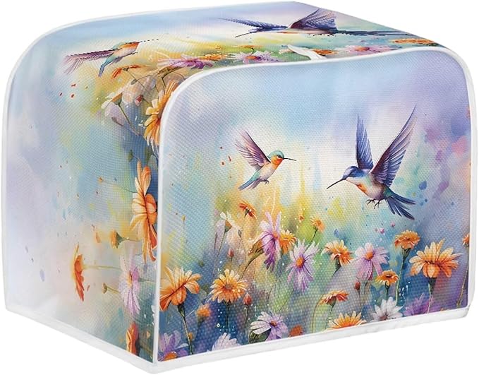 Hummingbird Daisy Print 4 Slice Toaster Cover for Home Waterproof Dustproof Fingerprint Protectors for Kitchen Small Appliance