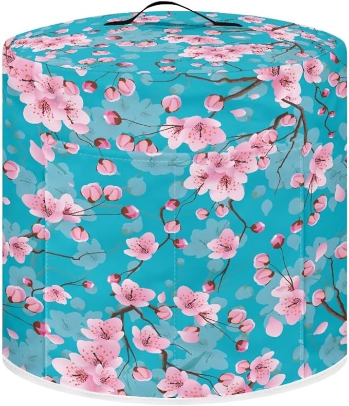 Dust Cover for 6 Quart Air Fryer and Electric Pressure Cooker with Pocket, Dust-Proof Cover for Electric Appliance, Small Appliance Covers Accessories Cherry Blossom