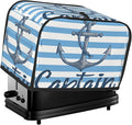 Toaster Cover 2 Slice with Pockets, Nautical Anchor Blue White Geometric Strip Kitchen Accessories Decor Bread Maker Oven Protector Covers Dust Proof Fingerprint Covers