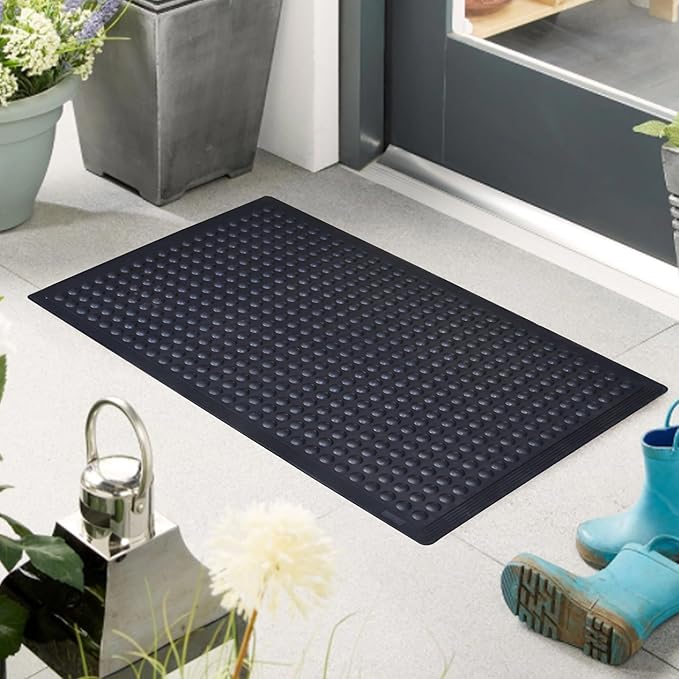 OrangeStar Anti-Fatigue Mat 24"x36" with Textured Nubs, Beveled Edge Kitchen Mat for Commercial Use, Non-Slip Rubber Flooring for Standing Desk, Restaurant, Bar, Black