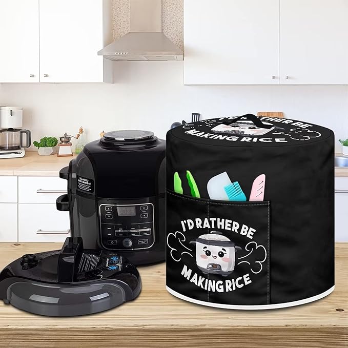 Round Pressure Cooker Cover 6 qt,Cute Cooker Pattern Kitchen Appliance Cover Dust Cover with Pockets for Electric Pressure Cooker Air Fryer Rice Cooker Steamer