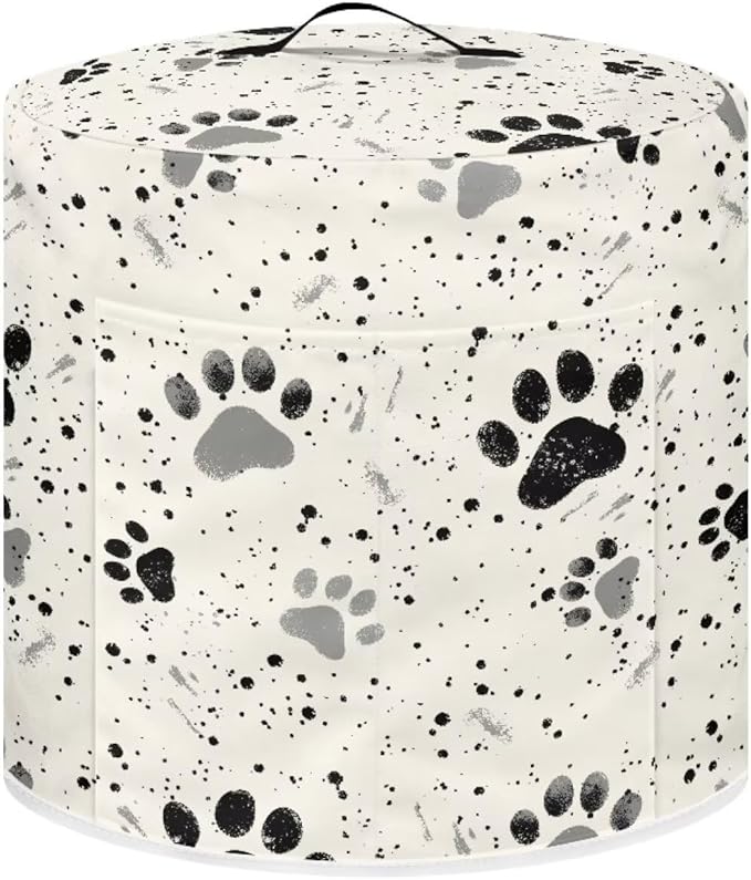 TODIYADDU Spot Paw Print Pressure Cooker Cover with Handle and Storage Pocket for Extra Accessories Portable Kitchen Small Appliance Dust Cover Protective Case Cover for Air Fryer Toaster Presents