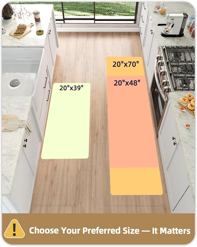 Color&Geometry 0.71" Extra Thick Anti Fatigue Cushion Kitchen Floor Mat,Easy Clean, Water & Oil Proof, Non Slip, Foam Padded Runner Rug for Front Sink,20"x 71" Black (2.0 Version)