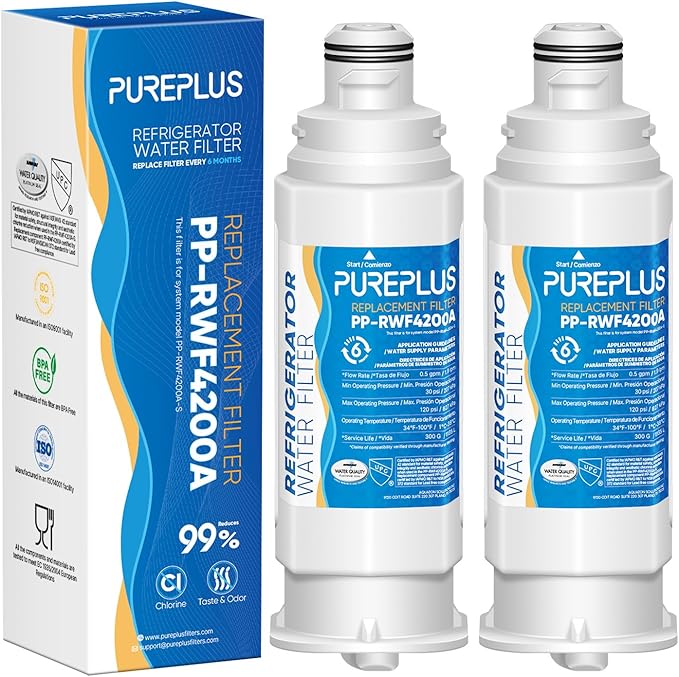 PUREPLUS DA97-17376B Replacement for Samsung HAF-QIN/EXP, DA97-08006C, RF28R7351SG, RF28R7201SR, RF28T5001SR, RF24R7201SR, RS27T5200SR, RF23M8590SG, RWF4200A Refrigerator Water Filter, 2 Pack