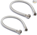 Stainless Steel Braided Water Connectors with Reinforced PVC Inner Hose for Faucets, 3/8" Compression x 1/2" FIP, 12" Length (2Pack)