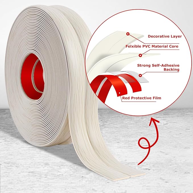 Flexible Wall Corner Protector Moulding Trim Peel and Stick Wall Corner Guards Edge Protector Self Adhesive Molding Trim Strip for Edge Ceiling (Beige Wood Grain, 2.4 in x 20 Ft)