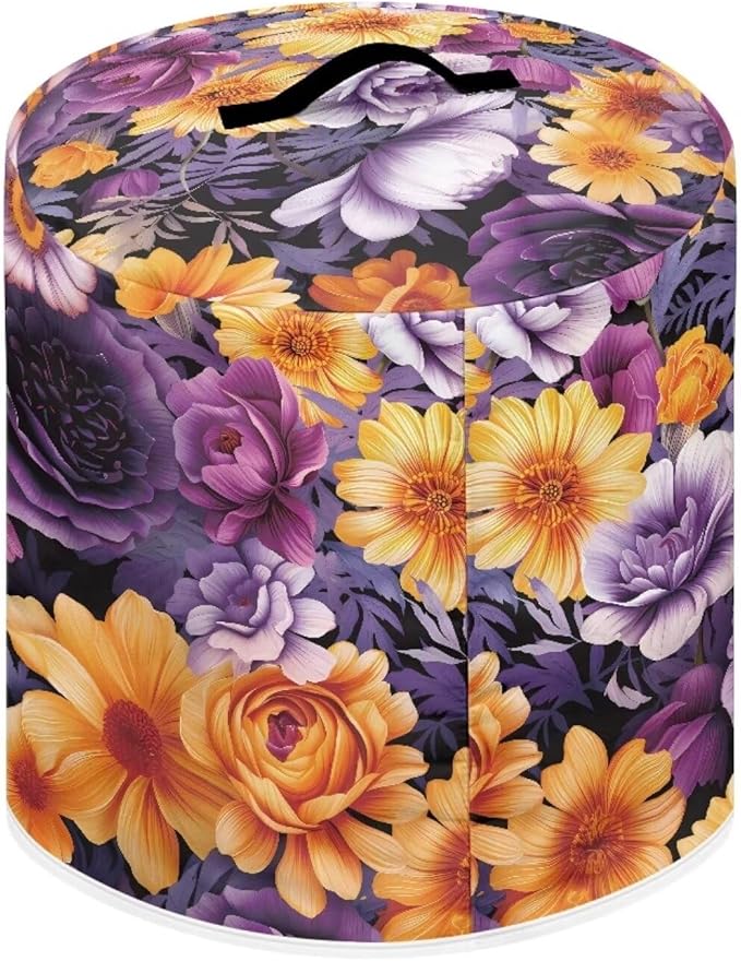 Flashideas Purple Flower Pressure Cooker Cover for Women Dust-proof Cover for Rice Cooker Air Fryer Kitchen Appliance Covers with Top Handle and Pocket Home Kitchen Decor Gifts for Friends
