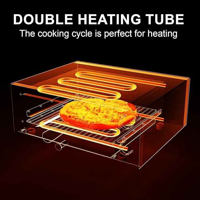 12" Electric Pizza Oven,Stainless Steel Countertop Pizza Oven with temperature and Timer for Kitchen Commercial Use