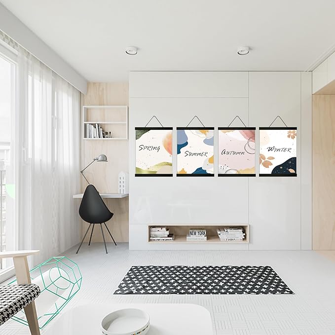 4 Pack Magnetic Poster Hanger Frame 18 inch Black- 18x24 18x12 18x28 Poster Frame for Wall Art Pictures Photos Prints Maps Diamond Art Painting