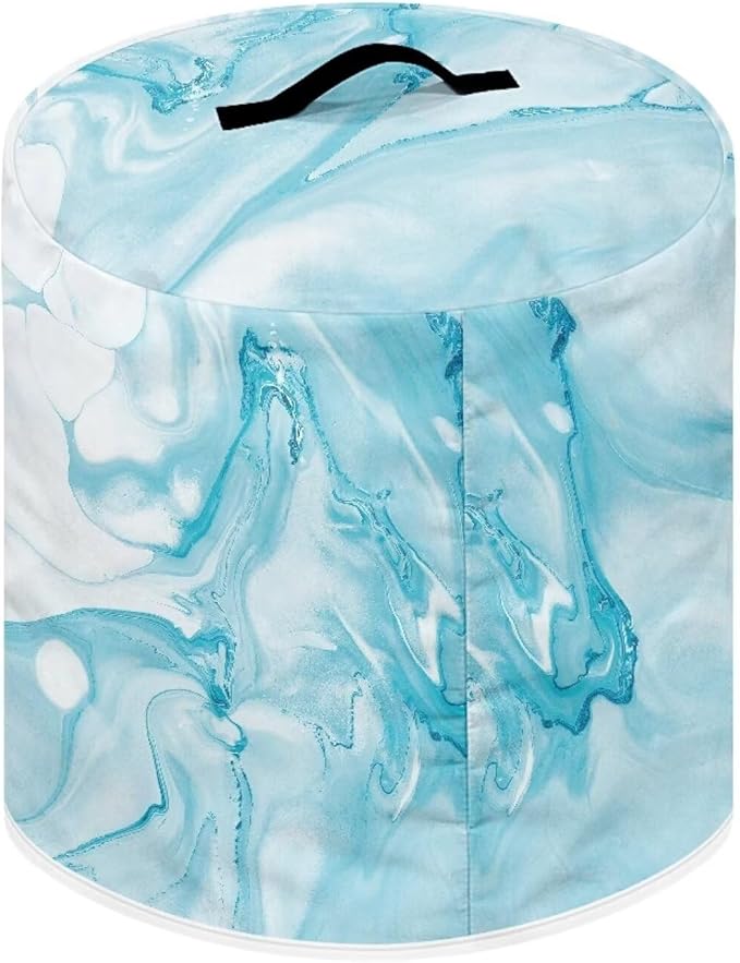 Cover for 6 Quart Pressure Cooker and Air Fryer, Stain Resistant Washable Protective Electric Appliance Cover with Front Pocket Kitchen Decoration, Light Blue Marble