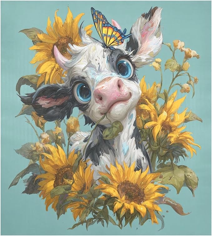 Fall Sunflower Cow Teal Dishwasher Magnet Cover Front Door Magnetic Dishwasher Cover Decorative Refrigerator Magnet Covers Appliances Stickers for Home Kitchen Decor, 23" x 26"