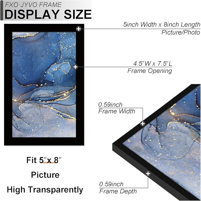 5x8 Picture Frame Set of 3, Black Frame for 5 x 8 Inch Picture Poster Photo, Light Weight and High Transparent 5 by 8 Frame for Wall - 3 Pack/Black/5"x8"