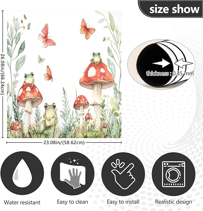 Dishwasher Magnet Cover, Mushroom Frog Butterfly Magnet Sticker Fridge Panel Decal for Home Kitchen Decor, 23x26in