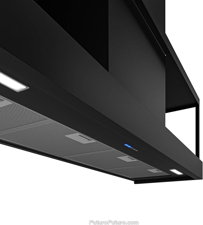 Futuro Futuro Wall-Mount Range Hood 48" 940-CFM | Counter Black | Contemporary Painted Steel Vent Hood | Modern Italian Exhaust Hood | LED, Ultra-Quiet with Blower