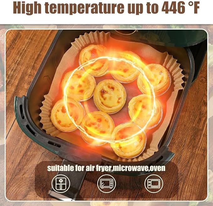 380 Pcs Air Fryer Liners Disposable, Food Grade Parchment Paper Liners,Oil-Proof& Non-Stick, Suitable for Air Fryers, Microwaves, Ovens(8 Inch,380Pcs)