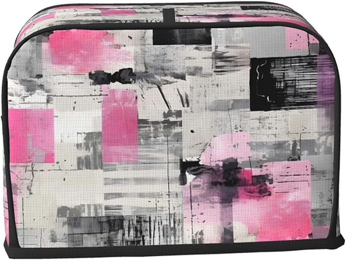 Toaster Cover 2 Slice Art Pink Black White Texture Waterproof Appliance Cover with Hang Loop Bread Baker Toaster Cover for Kitchen