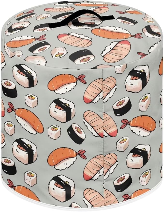 Dust Cover for 3 qt Air Fryer & Pressure Cooker Kitchen Appliance Accessories, Portable Pressure Cooker Air Fryer Rice Cooker Dust Cover Grey Sushi Print Small Appliance Covers