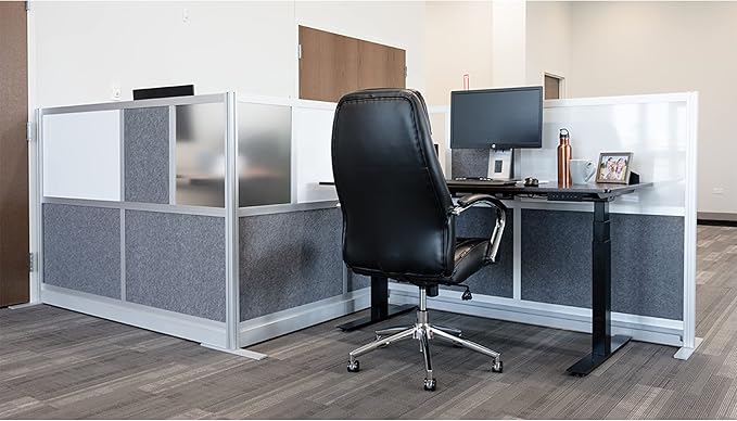 Workflow Modular Wall | Room Divider with Whiteboard, Sound Dampening, & Frosted Acrylic Panels | Expandable Office Partition for Privacy & Stability (53" x 48")
