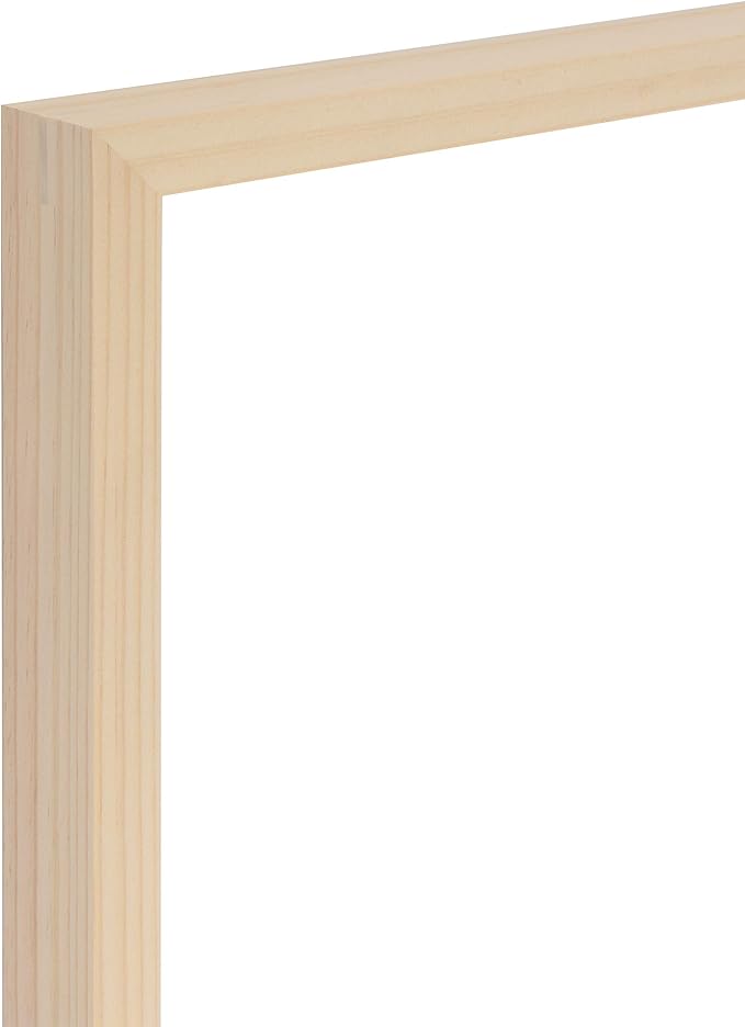 Creative Mark Ambiance Unfinished Deep Gallery Frame, 4x6" Open Back Natural Wood Frames for Canvas and Mounted Artwork, 3/4" Face, 1-1/4" Deep, No Glass or Backing