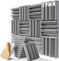 Upgrade 12 pack Self-adhesive Sound Proof Foam Panels,12" X 12" X 2" Acoustic Panels with High Density,Decorative Soundproof Wall Panels Studio Sound Absorbing Foam for Wall and Ceiling(Gray)