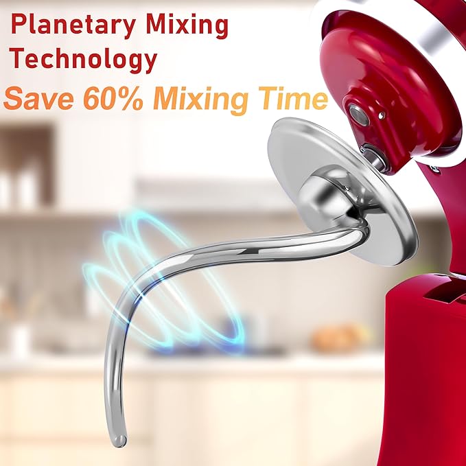 Premium 316 Stainless Steel Spiral Dough Hook Attachment for Kitchenaid all 5Plus QT Bowl-Lift Stand Mixers, Dishwasher Safe, Rustproof & Heavy-Duty, Kneads Perfectly Dough Master, Spatula & Recipe