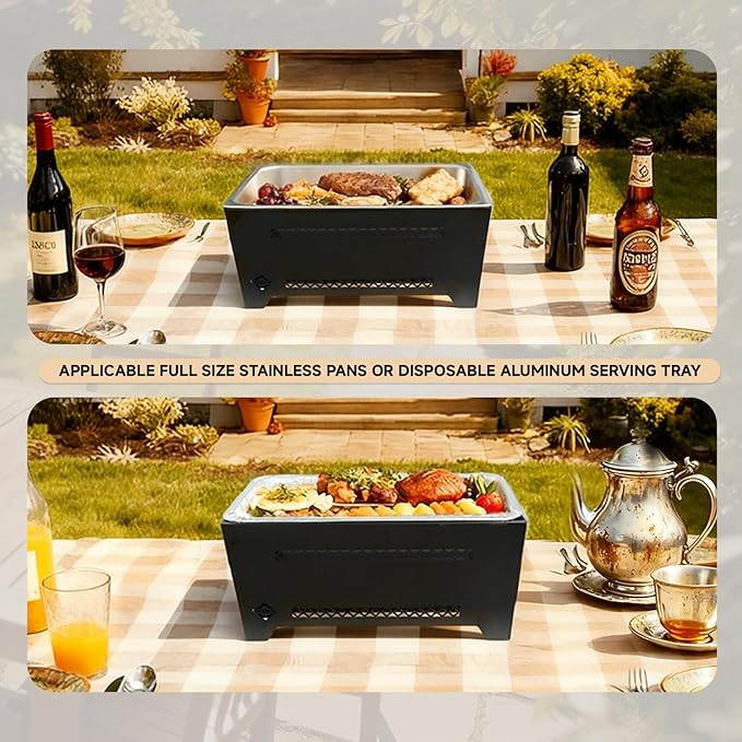 Chafing Racks for Foil Pans,Windproof Food Racks for Party Buffet with Chafing Fuel Drawer,Foldable Food Warmer Rack for Weddings,Camping and Parties 2PCS