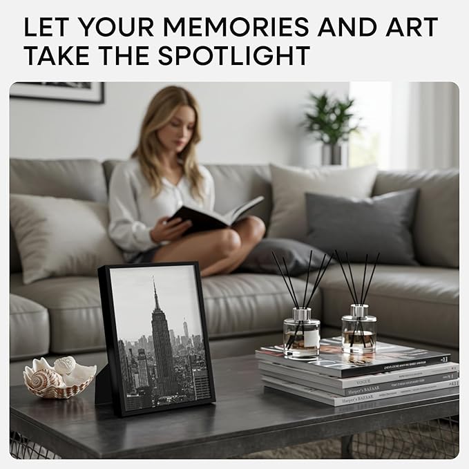Homeforia 8x12 Picture Frame Black, High End Metal 8 x 12 Poster Frames with Mat 6 by 8 for Photo, 12x8 Frame Matted to 6x8 inch Print, 8by12 Wall or Tabletop Frame, Tempered Glass, Wall Kit, Set of 3