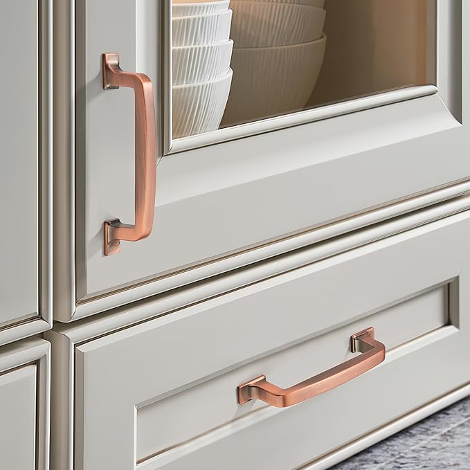 KHTumeWare 10 Pack 6-1/4 Inch Cabinet Handles - Brushed Antique Copper Pulls and Drawer Handles for Cupboards