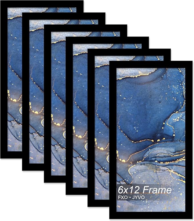 6x12 Picture Frame Set of 6, Black Frame for 6 x 12 Inch Picture Poster Photo, Light Weight and High Transparent 6 by 12 Frame for Wall - 6 Pack/Black/6"x12"