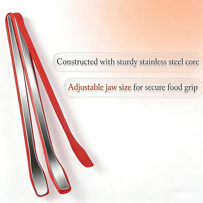 Silicone Tongs for Cooking, Red Heat Resistant Kitchen Tongs with Silicone Tips (11inch), Non-Scratch Food Tongs for Flipping, Serving, Salad, BBQ Serving Toast, Dishwasher Safe (Dark Red)