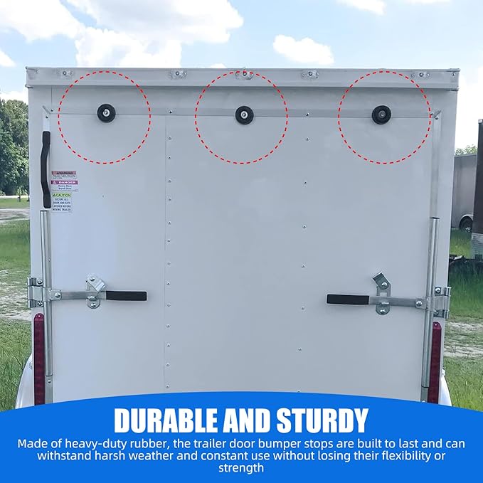 2.5" Round Rubber Trailer Bumpers Compatible with Truck Ramp Door Cargo Hatch Generators, Pressure Washers, Air Compressors, Pumps Rubber Bump Stops - 4-pack (with screw kit and reflective stickers)