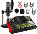 Podcast Microphone Bundle with Live Sound Card Audio Mixer, Podcast Equipment Bundle Sound Board with 3.5mm Condenser Microphone(P15) for Pc/Phone Live Streaming Singing Gaming,Voice Changer, Denoise