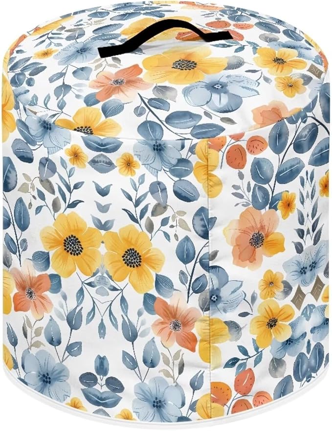 TODIYADDU White Bule Floral Pressure Cooker Cover for Women Trendy Instant Pot Cover with Top Handle and Pocket Kitchen Appliance Cover Dust Cover for 3 Quart Instant Pot and Extra Accessories