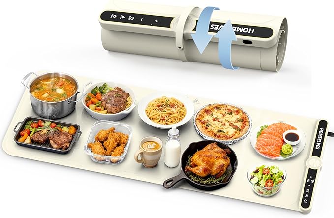 Warming Mat for Food Extra Large 39.4”X15”, 8S Rapid Heating Electric Warming Tray with 9 Temp Setting and 6H Timer, Food Warming Pad, Portable Food Warmers for Parties Buffet, Beige