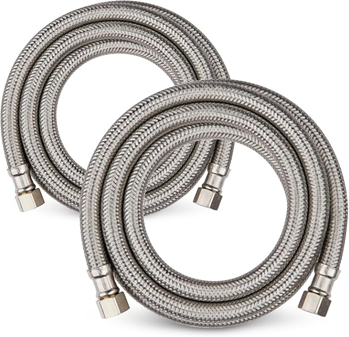 2 Pack Foskan 6FT Dishwasher Installation Kit,With Compression Connection,Stainless Steel Supply Line For Standard Dishwashers （6FT）