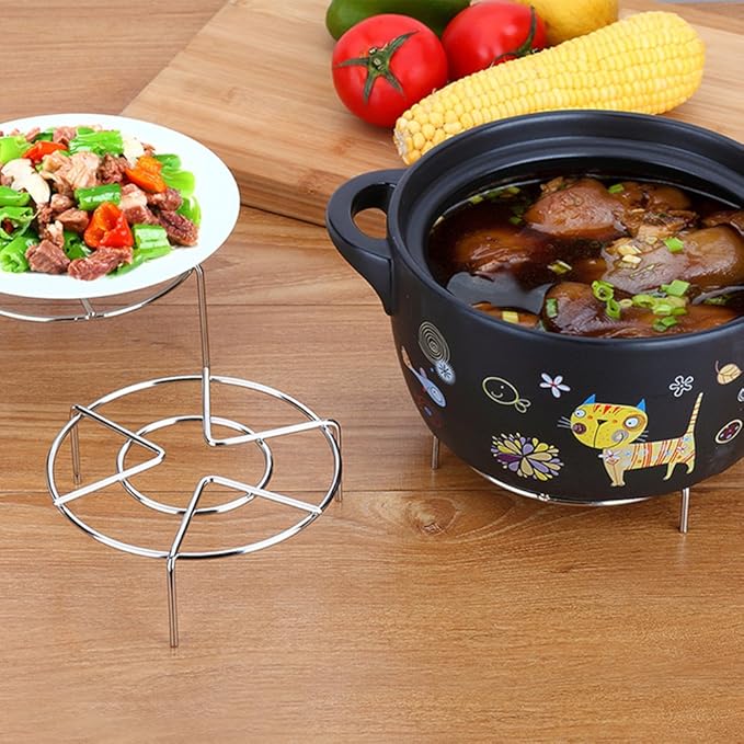 Steam Rack,Steaming Rack Stand,Steamer Basket,Heavy Duty Stainless Steel Metal Multi-function By Meleg Otthon (5.9" Diameter X2"High)