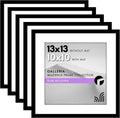 Americanflat 13x13 Picture Frame with Polished Plexiglass - Set of 5 - Use as 10x10 Frame with Mat or Display 13x13 Photo Without Mat - Galleria Collection - Square Frames for Wall Display - Black