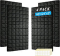 4 PCS Acoustic Panels,48''X24''X2'' Sound Proof Foam Panels for Walls,High Density Fire Resistant & Noise Absorbing for Studio, Office, Home (Black, 4 Pack)