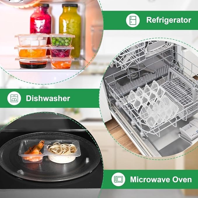 EWUVP 130ml Reusable Snack Containers, 20PCS Double Compartment Dipping Containers with Lid, Snack Pack Containers for Refrigeration, Portion Control, Outdoor Takeaway Sauce Dip Case Disposable Box