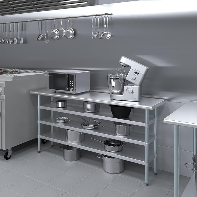 18 in. x 72 in. Stainless Steel Work Table with Three Bottom Shelves | NSF Kitchen Prep Table | Utitly Metal Table