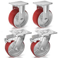 Casters Set of 4 Heavy Duty 6 inch with Brakes 2 and Fixed - ASRINIEY Locking Casters with Quiet Polyurethane on Steel Wheels, Swivel Plate Industrial Caster for Tool Box Trolley Workbench, 5000 lbs