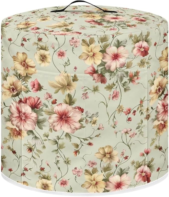 Floral Air Fryer Cover Washable Dust Cover for Kitchen Appliance Accessories for 6 Quart Pressure Cooker Air Fryer Rice Cooker Dust Protection with Storage Pockets