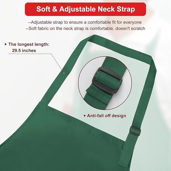 3-Layer Waterproof Apron - Pocket-Free Hygienic Design for Dishwashing & Dog Grooming - Lightweight Durable Protection for messy Kitchen Cooking, Baking, for Men & Women (3 Pack,Green)