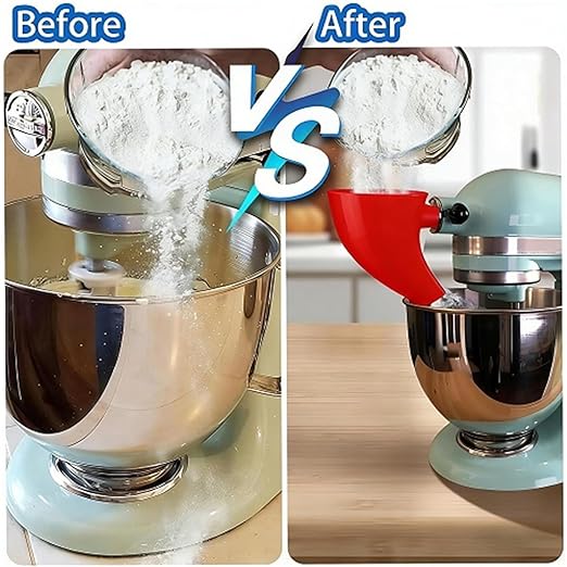 Flour Funnel for Kitchen Aid Mixer, Stand Mixer Attachment, Easy Pour No-Mess Attachment, Anti-Splash Accessory, Durable Dishwasher-Safe Baking Tool (Green)