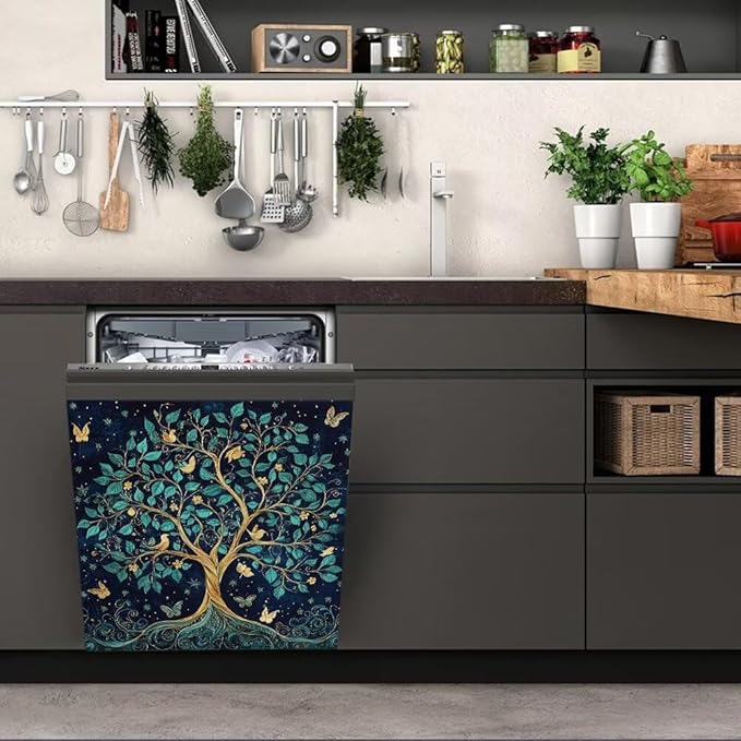 Tree of Life Dishwasher Magnet Covers for Front Door Decal, Magnetic Dishwasher Covers Decorative, Refrigerator Magnet Dishwasher Decal Panel Cover, 23"X26"
