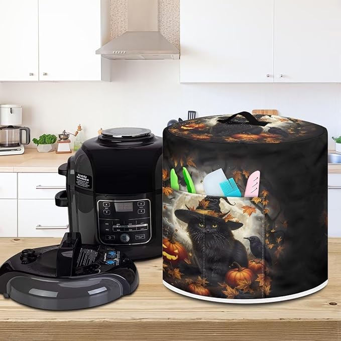 8 Quart Pressure Cooker Dust Cover Accessories Kitchen Appliance Dust & Stains Protection Air Fryer Rice Cooker Cover Halloween Horror Black Cat