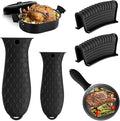 4 Pack Silicone Hot Handle Holder Cover Cast Iron Handle Cover Silicone Pot Holders Heat Resistant Assist Pan Handle Sleeve Non-Slip Pot Handle Covers for Cast Iron Skillet Metal Pan