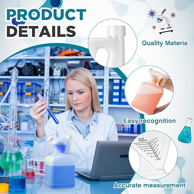 4 Pcs 128oz Measure Container and Pour Measuring Containers HDPE Plastic Measuring Bottle, 8oz Measure Capacity